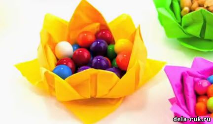 Видео урок: Оригами как сделать вазу в виде цветка с вкусной начинкой 