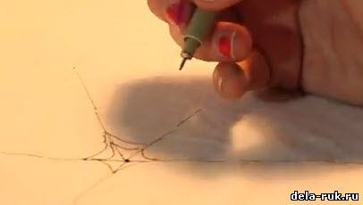 Как рисовать паутину на ткани видео урок