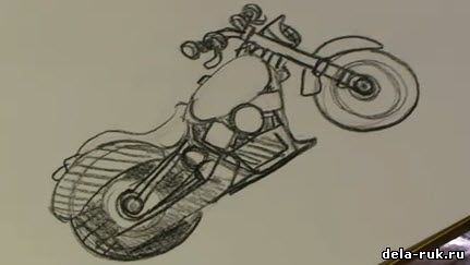 Как рисовать мотоцикл карандашом видео урок