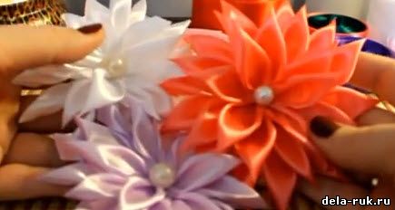 Цветок канзаши из атласной ленты видео урок