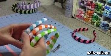 Плетение ободка из атласных лент видео