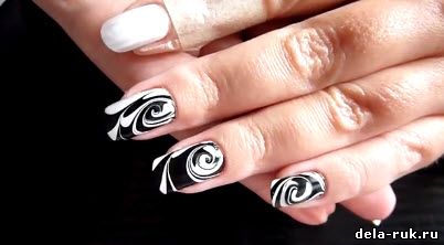 Черно белый дизайн ногтей своими руками